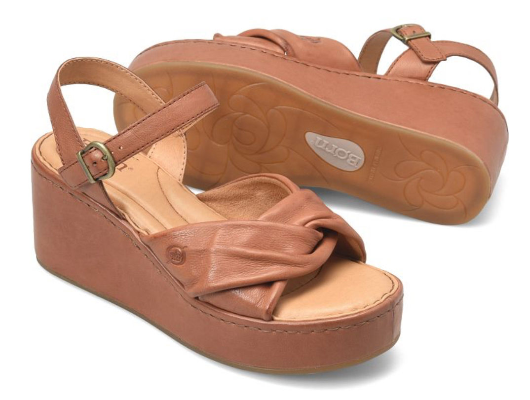 BORN SHOES MARCHELLE BROWN LEATHER WEDGE - 6th Street Fashions