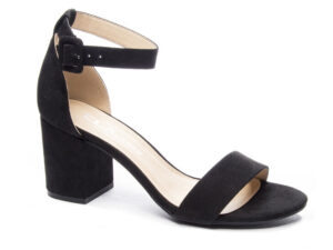 CL BY CHINESE LAUNDRY JODY BLACK SUPER SUEDE CHUNKY ANKLE STRAP HEEL