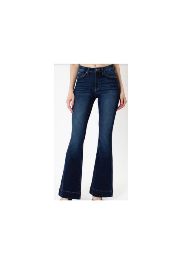 KAN CAN DARK WASH HIGH RISE FLARE