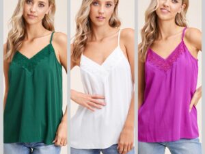 CROCHET TRIM WOVEN CAMI