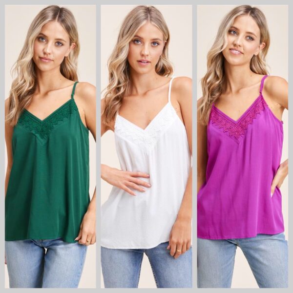 CROCHET TRIM WOVEN CAMI