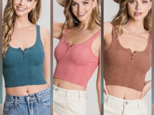 CROPPED HENLEY SWEATER TANK