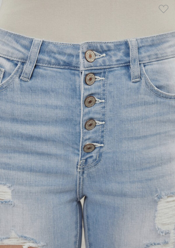 KAN CAN HIGH RISE LIGHT WASH BUTTON DOWN ANKLE SKINNY - Image 5