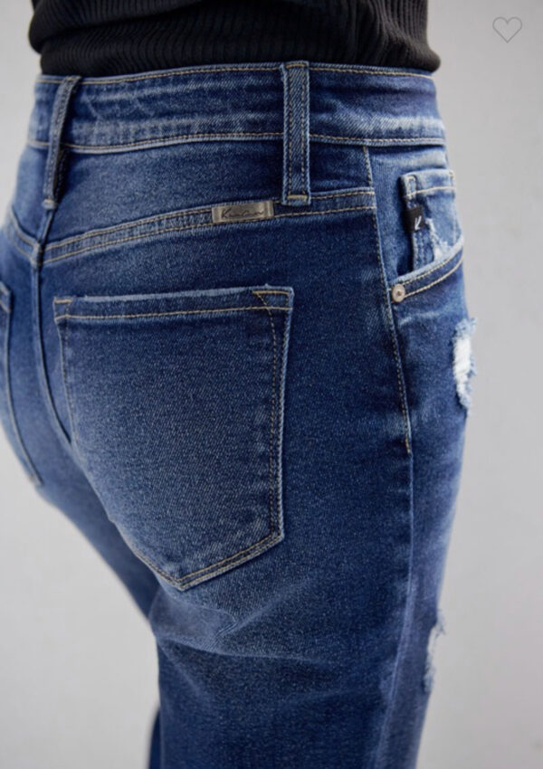 KAN CAN HIGH RISE DARK WASH DISTRESSED SLIM STRAIGHT - Image 8