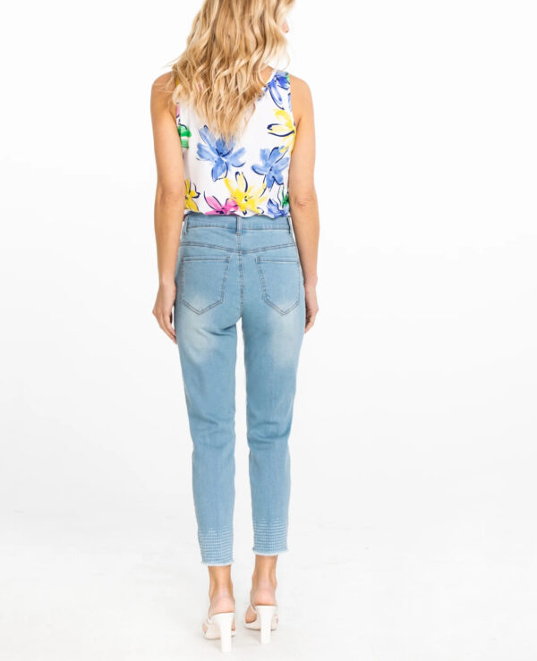 MULTIPLES BUTTON FLY FRINGE HEM ANKLE JEAN - Image 3