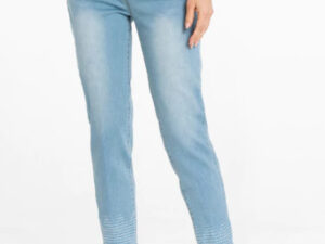 MULTIPLES BUTTON FLY FRINGE HEM ANKLE JEAN