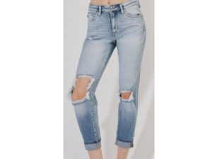 KAN CAN HIGH RISE LIGHT WASH MOM JEANS