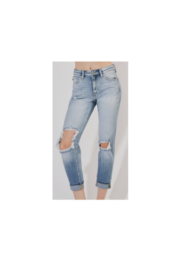 KAN CAN HIGH RISE LIGHT WASH MOM JEANS