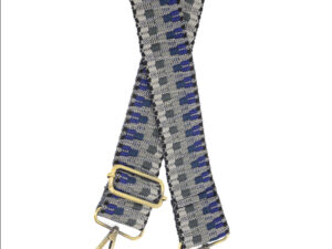 JOY SUSAN 2" GRAY & NAVY EMBROIDERED GUITAR STRAP