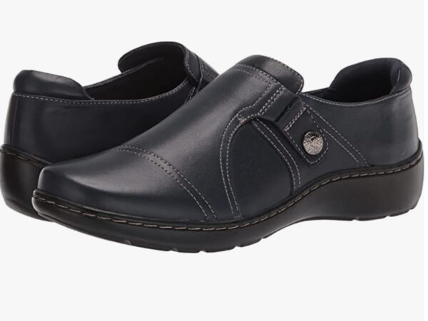 CLARKS CORA POPPY NAVY LEATHER