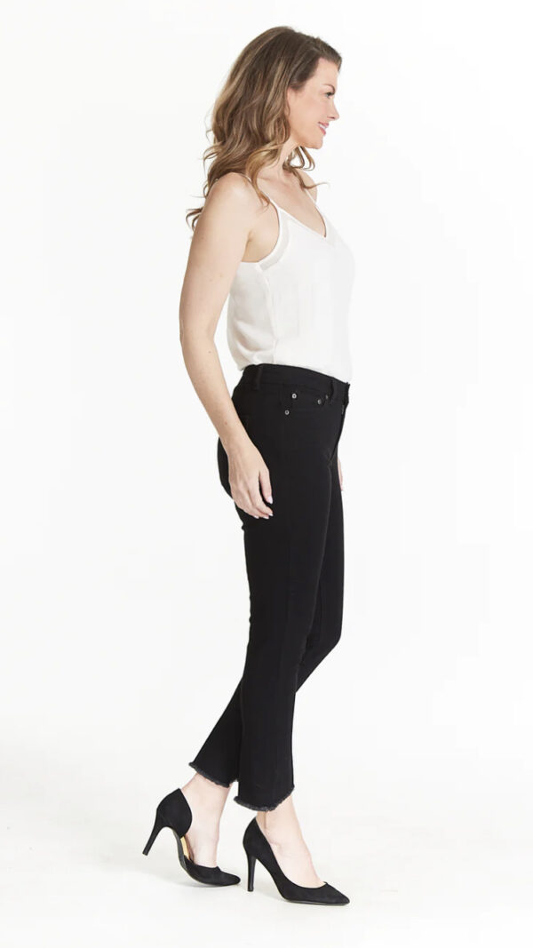 MULTIPLES DENIM FRINGE HEM ANKLE JEANS - Image 2