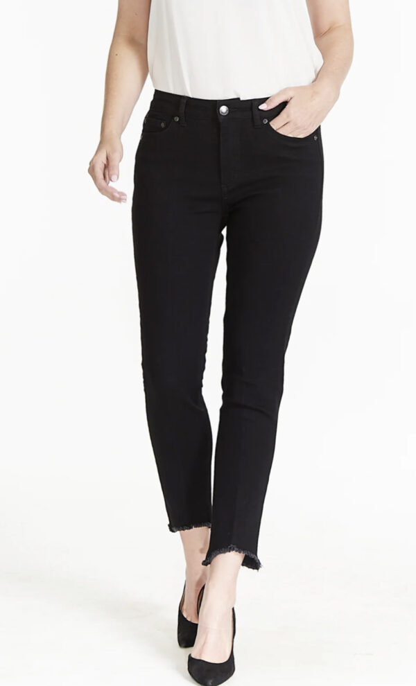 MULTIPLES DENIM FRINGE HEM ANKLE JEANS - Image 4