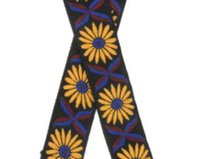 JOY SUSAN 2" MUSTARD DAISY EMBROIDERED GUITAR STRAP