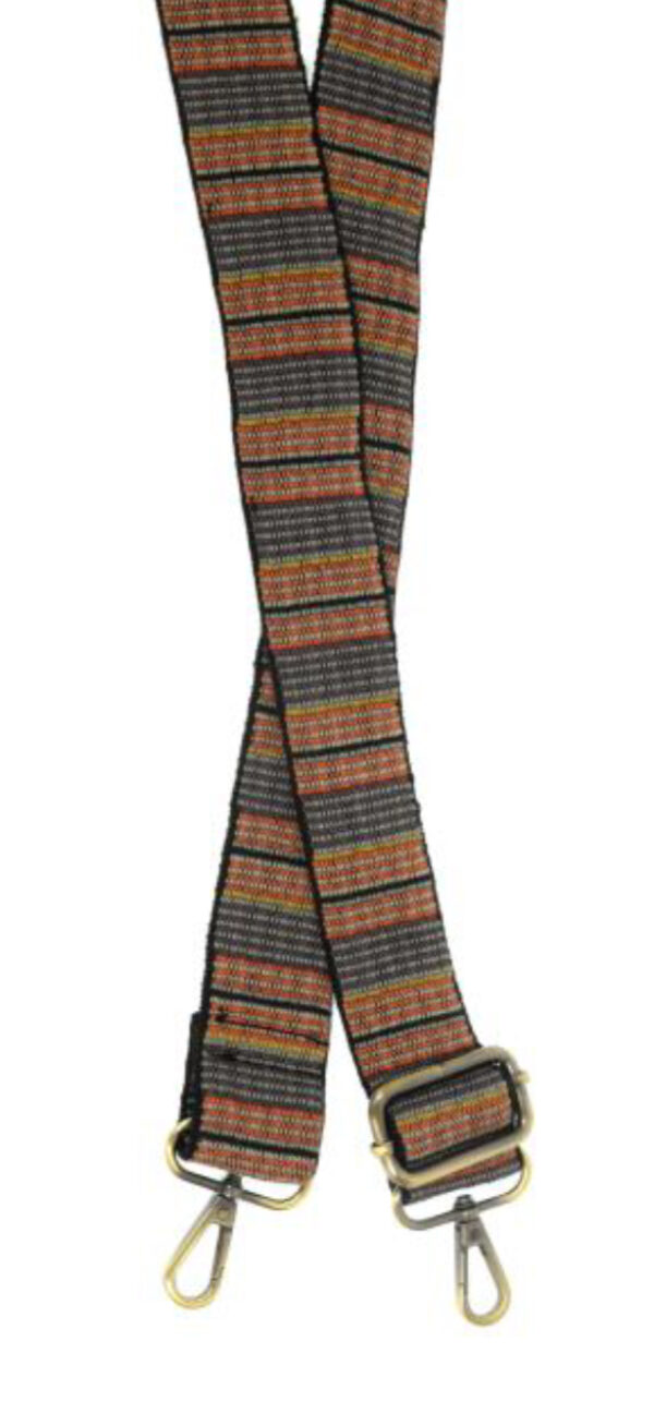 JOY SUSAN 1.5"BLACK MULTI STRIPE EMBROIDERED GUITAR STRAP - Image 2