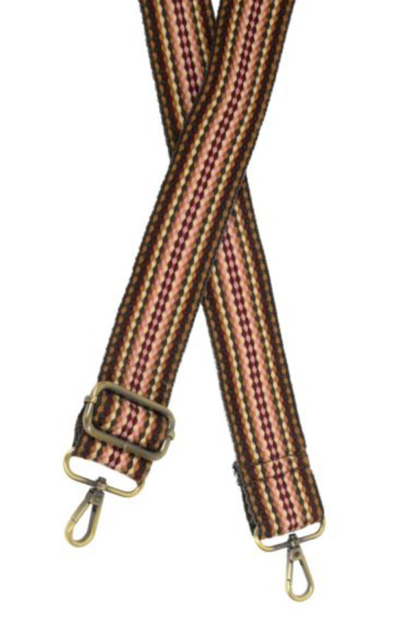 JOY SUSAN 1.5" BURGUNDY & PINK MULTI WOVEN GUITAR STRAP