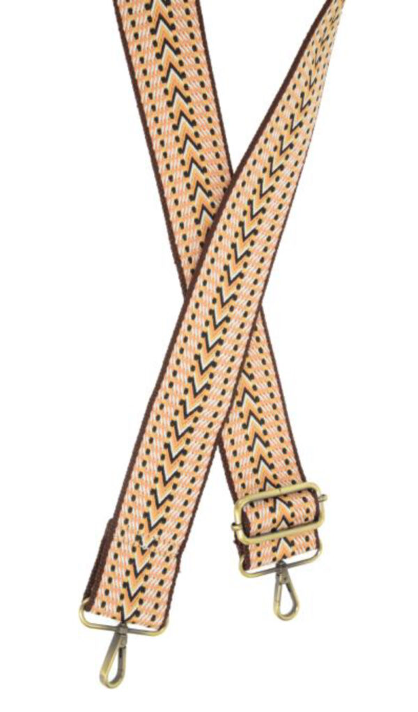 JOY SUSAN 2" NATURAL & BROWN EMBROIDERED GUITAR STRAP