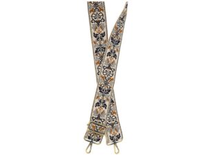 JOY SUSAN 2"NAVY FLORAL FILIGRE GUITAR STRAP