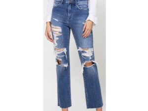 FLYING MONKEY DISTRESSED HIGH RISE RELAXED STRAIGHT