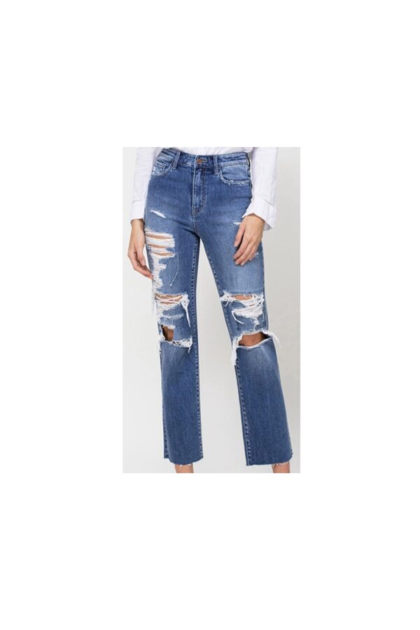 FLYING MONKEY DISTRESSED HIGH RISE RELAXED STRAIGHT