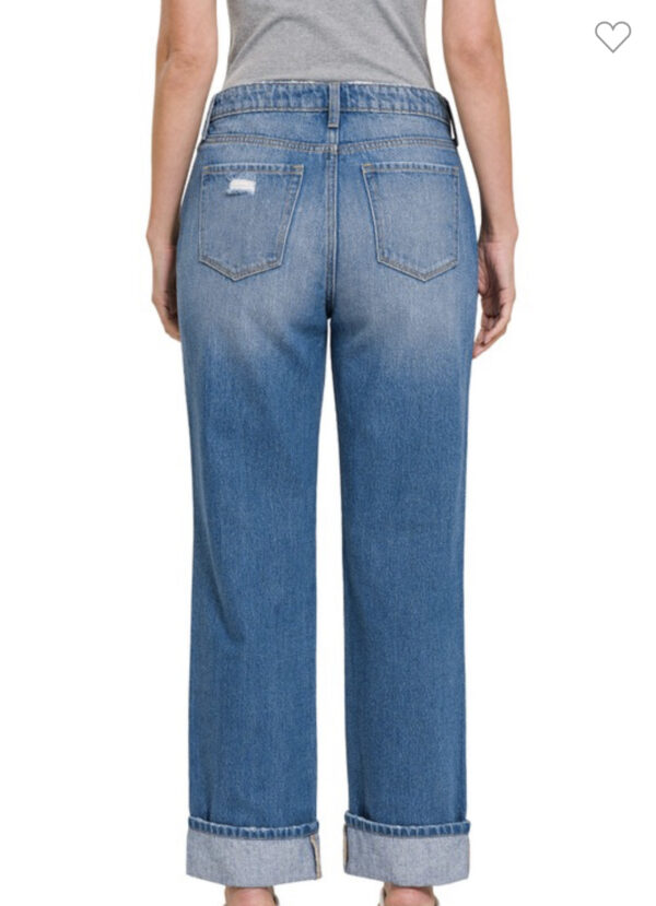 ZENANA DISTRESSED CUFFED BOYFRIENDS - Image 5