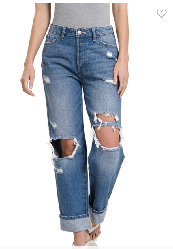 ZENANA DISTRESSED CUFFED BOYFRIENDS