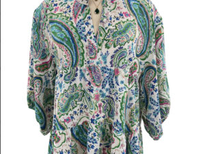 PAISLEY PRINT V-NECK BABYDOLL TOP