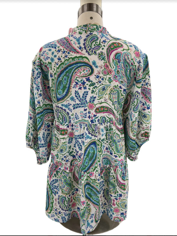 PAISLEY PRINT V-NECK BABYDOLL TOP - Image 2