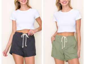 TWILL DRAWSTRING WAIST SHORTS