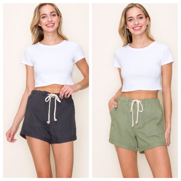 TWILL DRAWSTRING WAIST SHORTS