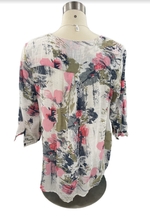 ETHYL MULTI FLORAL PLEAT FRONT V-NECK BLOUSE - Image 2