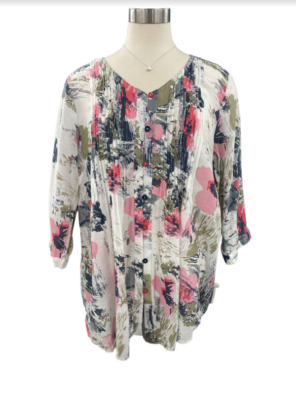ETHYL MULTI FLORAL PLEAT FRONT V-NECK BLOUSE - Image 4