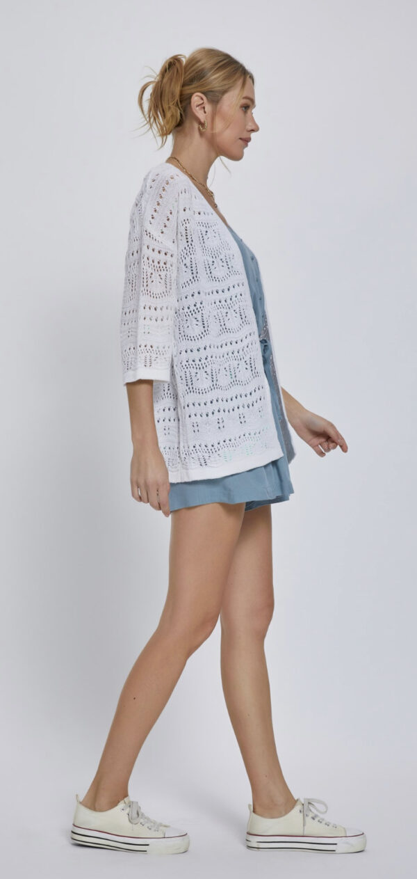 SHORT SLEEVE CROCHET OPEN CARDIGAN - Image 3