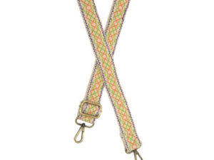 JOY SUSAN 1.2"CREAM & SOFT NEON GEO GUITAR STRAP