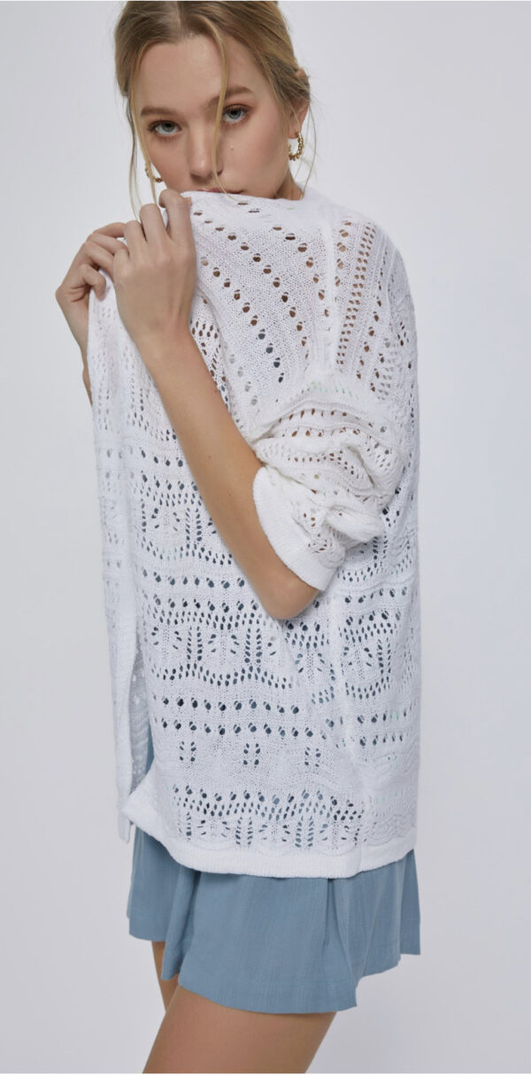 SHORT SLEEVE CROCHET OPEN CARDIGAN - Image 4