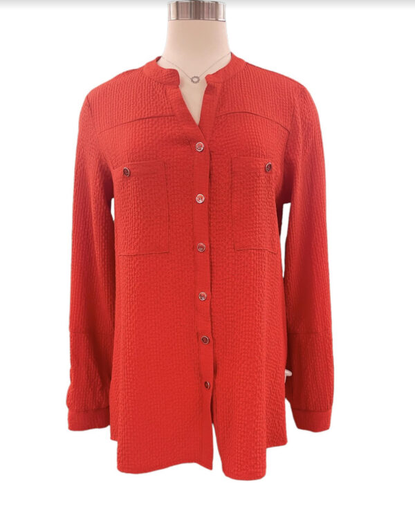 MULTIPLES BUTTON FRONT BAND COLLAR BLOUSE*NOW 75% OFF*