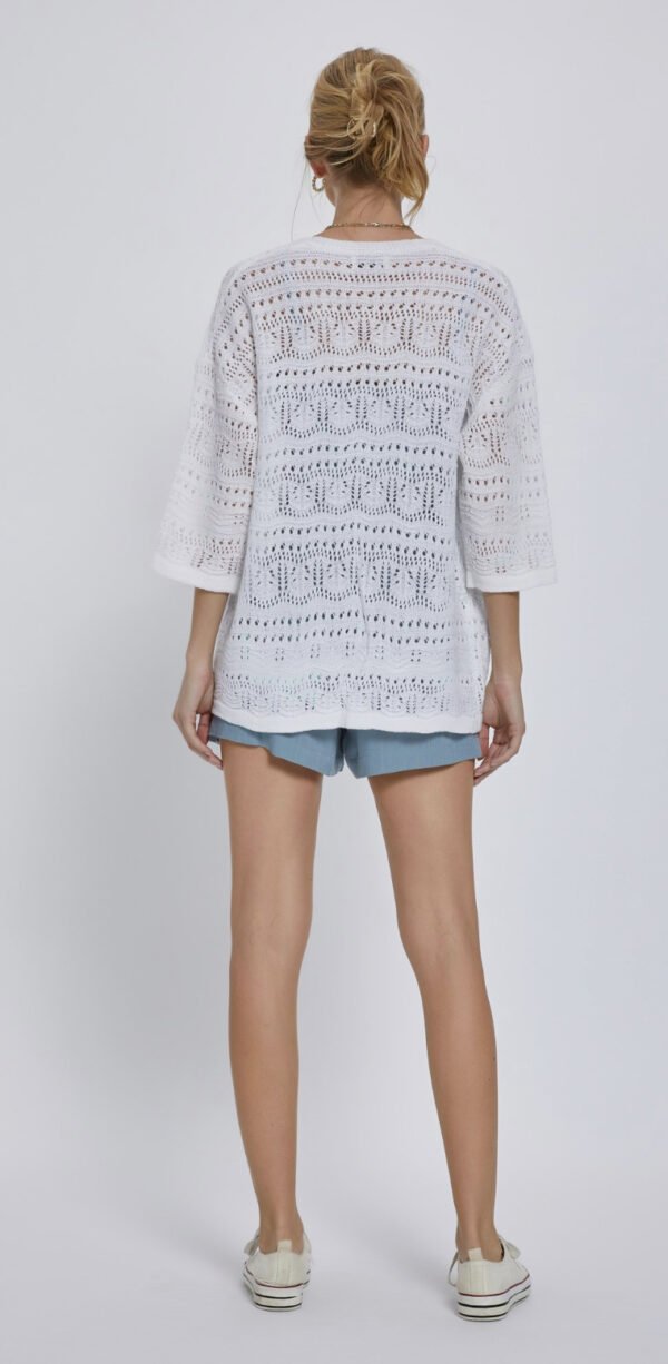 SHORT SLEEVE CROCHET OPEN CARDIGAN - Image 2