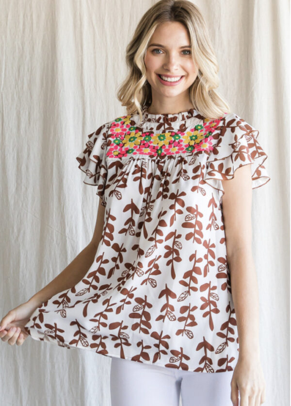 SLEEVELESS PRINT EMBROIDERED TOP - Image 6