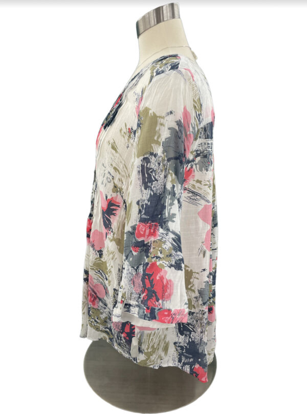 ETHYL MULTI FLORAL PLEAT FRONT V-NECK BLOUSE - Image 3