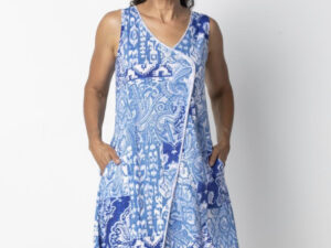 HABITAT COTTON PEBBLE PAISLEY ASYMMETRICAL DRESS