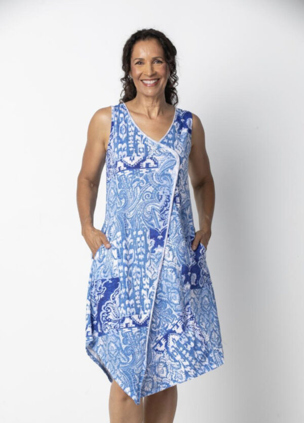 HABITAT COTTON PEBBLE PAISLEY ASYMMETRICAL DRESS