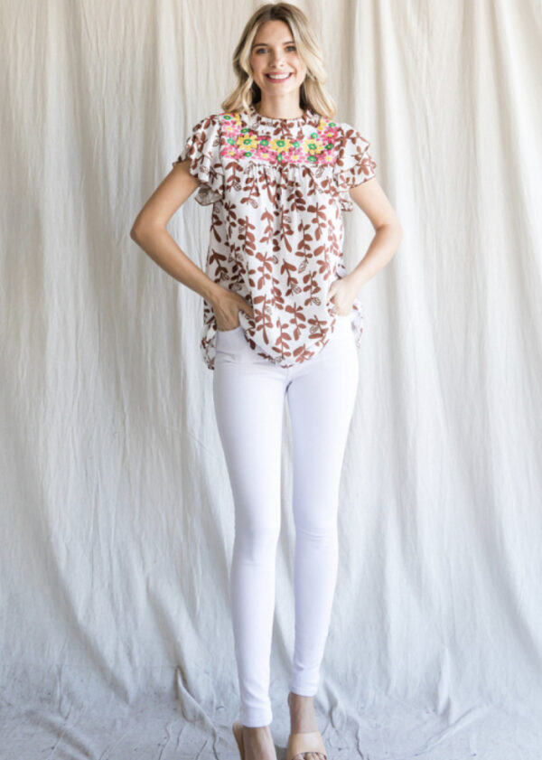 SLEEVELESS PRINT EMBROIDERED TOP - Image 3