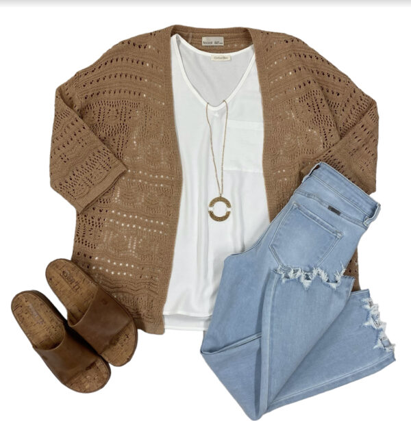 SHORT SLEEVE CROCHET OPEN CARDIGAN - Image 12