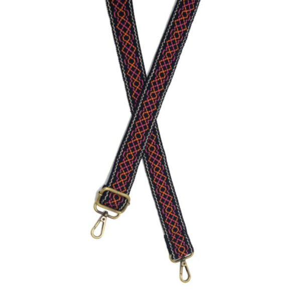 JOY SUSAN 1.2"NAVY BRIGHTS GEO GUITAR STRAP