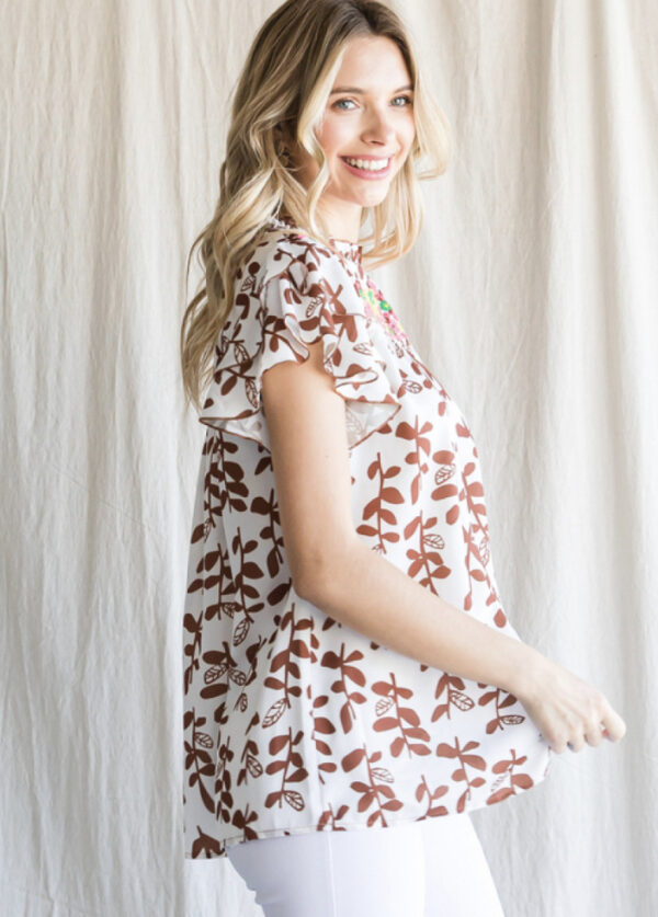 SLEEVELESS PRINT EMBROIDERED TOP - Image 5