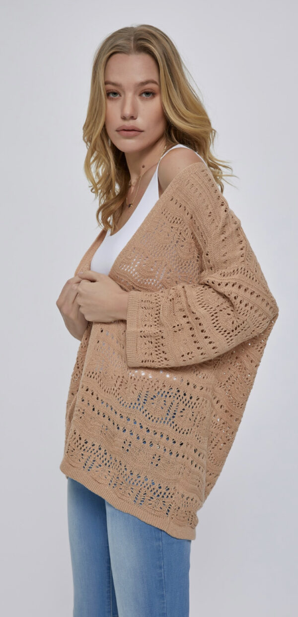 SHORT SLEEVE CROCHET OPEN CARDIGAN - Image 7