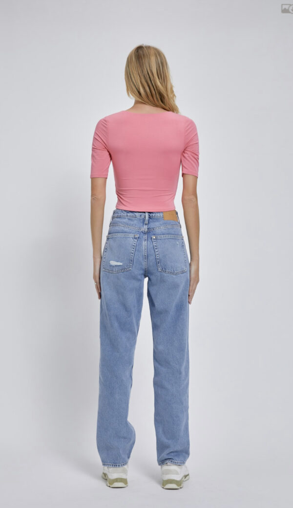 SCOOP NECK SHORT SLEEVE CROP KNIT TOP - Image 2