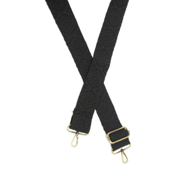 JOY SUSAN 2" BLACK SIMPLE GEO GUITAR STRAP - Image 2