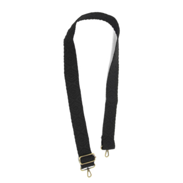 JOY SUSAN 2" BLACK SIMPLE GEO GUITAR STRAP - Image 3