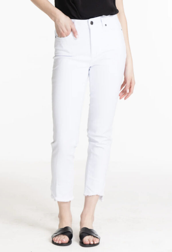 MULTIPLES ASYMMETRICAL FRINGE ANKLE JEANS - Image 4