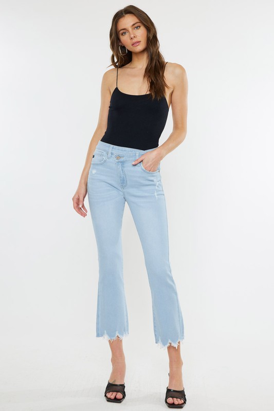KAN CAN CROSSOVER WAISTBAND LIGHT CROP FLARE - 6th Street Fashions ...